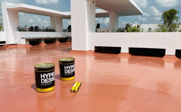 Exposed concrete roof waterproofing with reflecting materials – Bangladesh