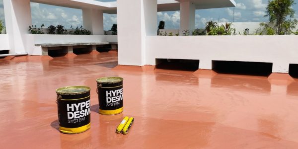 Exposed concrete roof waterproofing with reflecting materials – Bangladesh
